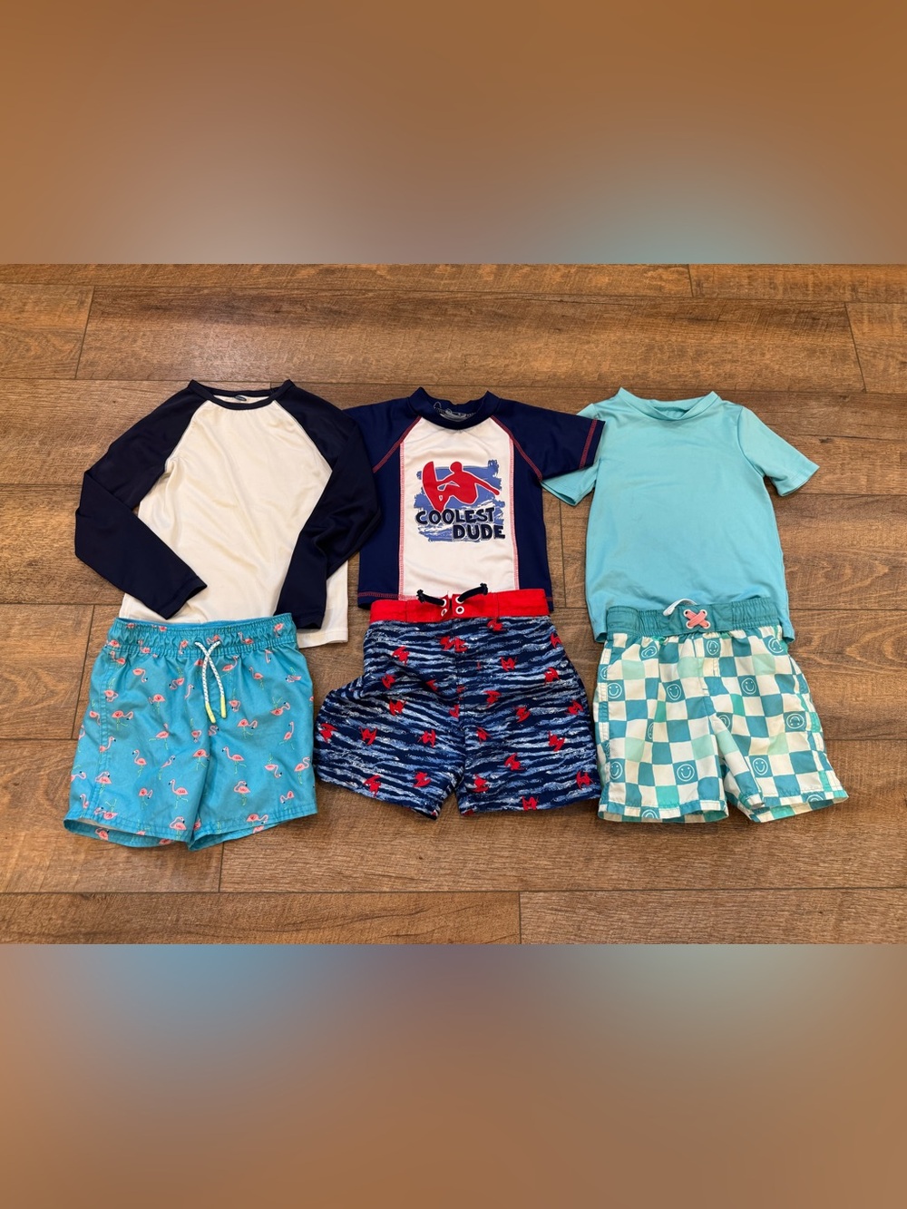 Boys Swimwear Lot 6 Pieces Rash Guards Swim Trunks Cat & Jack Lily & Dan Size 3T
